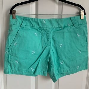 J. Crew Factory Teal Anchor Shorts Size 10 NWT